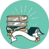 icon of a tattoo style stack of books vector