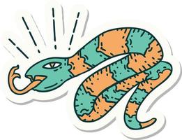 pegatina de una serpiente sibilante estilo tatuaje vector