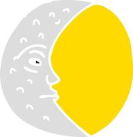 cartoon doodle crescent moon with face vector