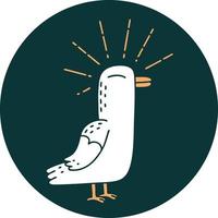 icon of a tattoo style seagull bird vector