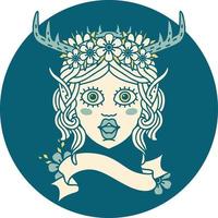 Retro Tattoo Style elf druid character face vector