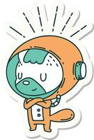 sticker of a tattoo style animal in astronaut suit vector