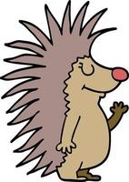 cartoon doodle spiky hedgehog vector