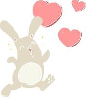 flat color style cartoon rabbit in love vector