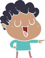 laughing flat color style cartoon man pointing vector