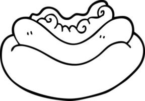 line drawing cartoon of a hotdog vector