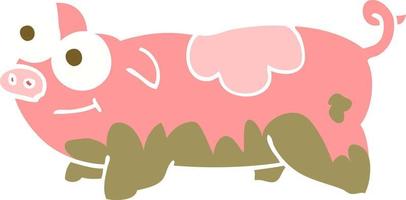 ilustración de color plano de cerdo vector