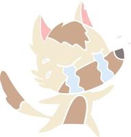 flat color style cartoon crying wolf vector