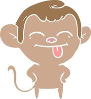 funny flat color style cartoon monkey vector