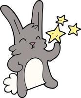 cartoon doodle happy rabbit vector