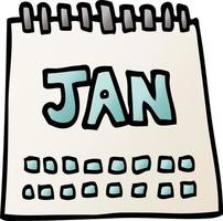 cartoon doodle calendar showing month of january vector
