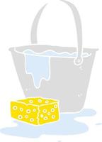 flat color illustration of bucket of soapy water vector