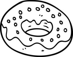 donut de chocolate de dibujos animados de dibujo lineal vector