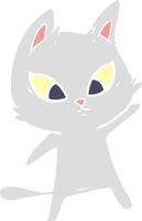 confused flat color style cartoon cat vector