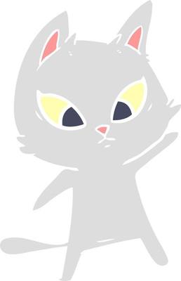 confused flat color style cartoon cat