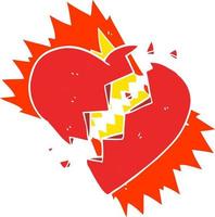 flat color illustration of broken heart vector