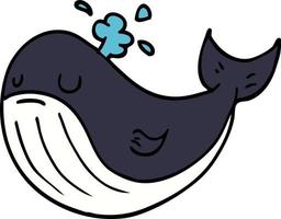 caricatura, garabato, ballena vector