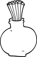 line drawing cartoon jar of sticks vector