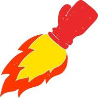 flat color illustration of boxing glove flaming punch vector