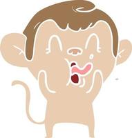 crazy flat color style cartoon monkey vector