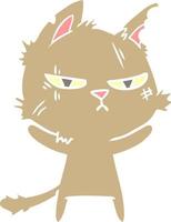 tough flat color style cartoon cat vector