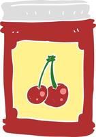 flat color illustration of cherry jam jar vector