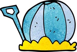 cartoon doodle beach ball and spade vector