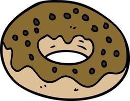 cartoon doodle chocolate donut vector