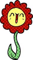 cartoon doodle happy flower vector