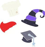 flat color illustration of hats vector