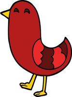 cartoon doodle red bird vector