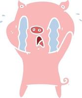 crying pig flat color style cartoon vector