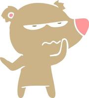 angry bear flat color style cartoon vector