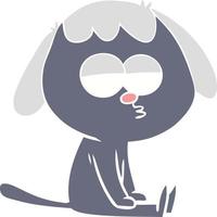 flat color style cartoon tired dog vector
