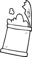 line drawing cartoon open can of food vector