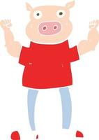 flat color illustration of pig man vector