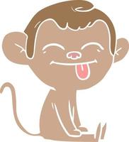 funny flat color style cartoon monkey sitting vector