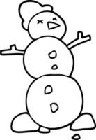 line drawing cartoon traditional snowman vector