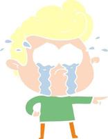 flat color style cartoon crying man vector