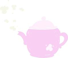 flat color illustration of teapot vector