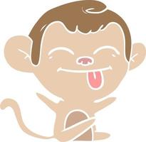 funny flat color style cartoon monkey vector