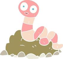 flat color illustration of earthworm vector