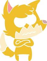 flat color style cartoon annoyed fox vector