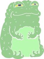 flat color style cartoon smug toad vector