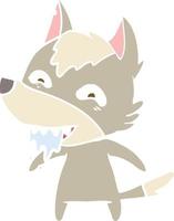 flat color style cartoon hungry wolf vector