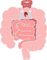 flat color style cartoon intestines crying vector