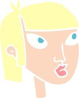 flat color illustration of female face vector