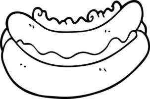 line drawing cartoon of a hotdog vector