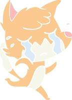 crying fox flat color style cartoon vector