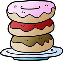 cartoon doodle plate of donuts vector